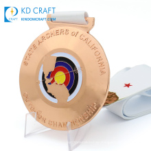 Personalized custom metal 3d sports shooting championship enamel arrow target logo arabic archery medal with lanyard
